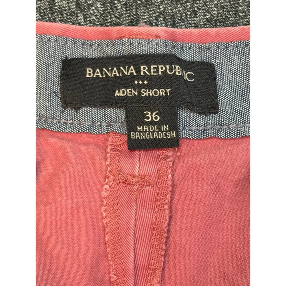 Banana Republic Aiden Shorts Mens 36 Coral Pink‎ Cotton Twill Slim Fit Chino 9in